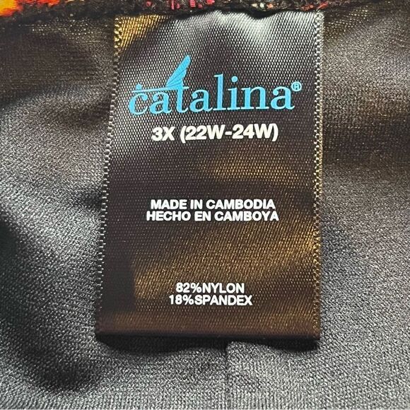 Catalina Women's One Piece Swim Suit Black/Red Floral Multi Size 3X (22W-24W) - Picture 4 of 11